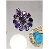 Image 3 : TWO RICH COLOURED CRYSTAL BROOCHES WITH A CRYSTAL PENDANT