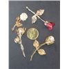Image 1 : FOUR 4 VINTAGE FLOWER BROOCHES WITH ONE GF CARVED FLOWER BROOCH