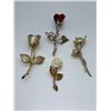 Image 7 : FOUR 4 VINTAGE FLOWER BROOCHES WITH ONE GF CARVED FLOWER BROOCH