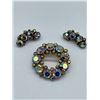 Image 1 : AURORA BOREALIS VINTAGE CRYSTAL BROOCH AND EARRINGS