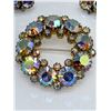 Image 2 : AURORA BOREALIS VINTAGE CRYSTAL BROOCH AND EARRINGS