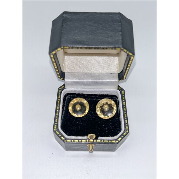 VERY INTERESTING 14K GOLD EARRINGS IN ORIGINAL BOX