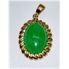 Image 1 : AMAZING 14K GOLD DEEP GREEN JADE PENDANT