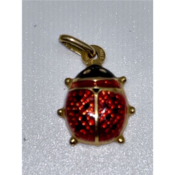 14K GOLD ENAMAL LADY BUG PENDANT