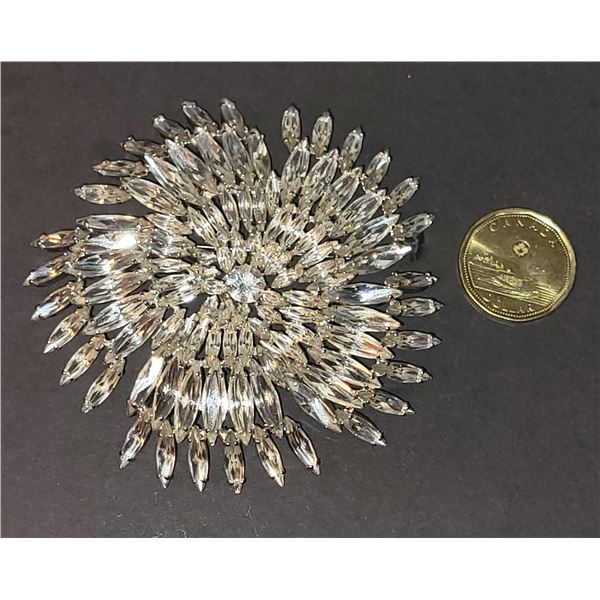 MASSIVE SHERMAN FLOWER BURST RHINESTONE BROOCH