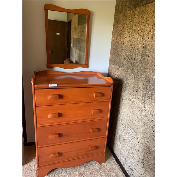 Vintage Wooden Chest of Drawers w/ Wall Mirror - Made By Vilas