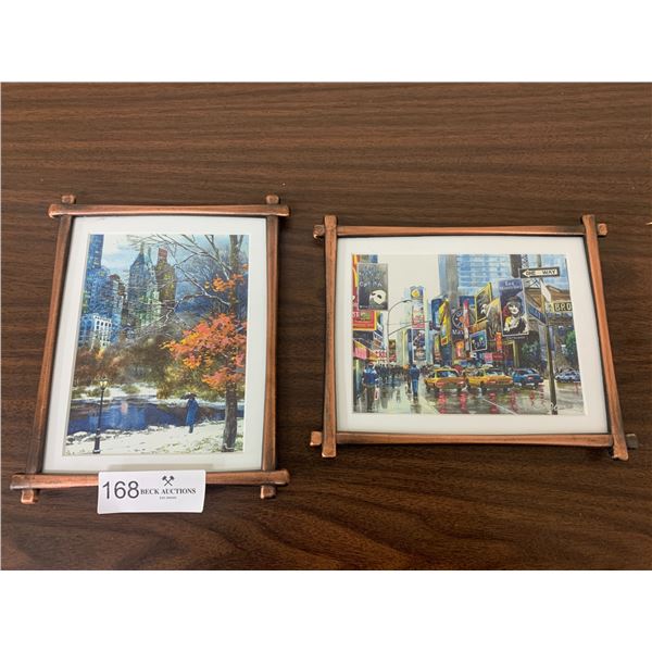 2 x Framed Prints of New York - Times Square and Central Park by M. Rusta