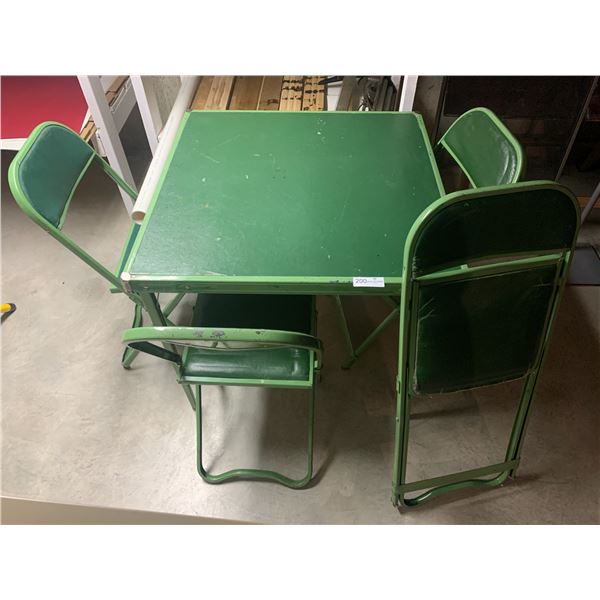 Lime Green Folding Card Table w/ 4 x Matching Chairs