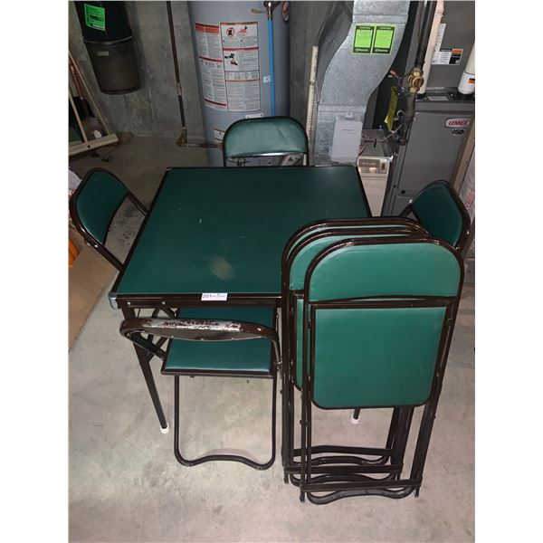 Sherwood Green Folding Card Table w/ 7 x Matching Chairs