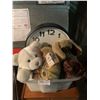Image 1 : Assortment of Stuffed Animals and a Wall Clock