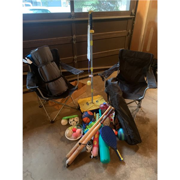 Assortment of Sporting Equipment, 2 x Camping Chairs, and More!
