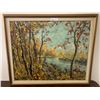 Image 1 : Framed Oil Painting of Autumn River Scene - Artist Name Unknown
