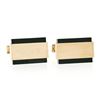 Image 1 : Modernist 14K Yellow Gold Rectangular Black Onyx Brushed Finish Swivel Cuff Link