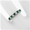 Image 3 : 18k White Gold 1.36 ctw Alternating Round Diamond & Emerald Wedding Band Ring 5.