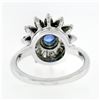 Image 7 : Vintage 14k White Gold 0.90 ctw Round Sapphire and Diamond Flower Cluster Ring