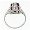 Image 8 : Antique Art Deco 18K Gold .24 ctw Diamond Sapphire Ruby Hand-Etched Dinner Ring