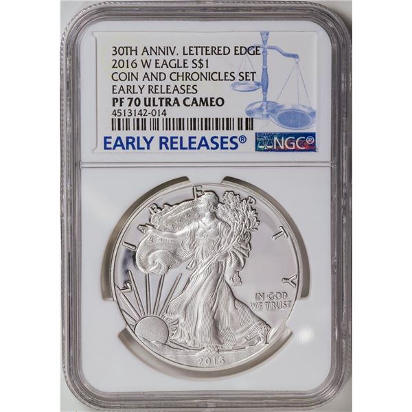 2016-W American Silver Eagle .999 Fine Silver Dollar Coin NGC PF70 Ultra Cameo