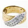 Image 8 : Vintage Mens 14K TT Gold .30 ctw Diamond Wrap Textured Triple Cable Wide Band Ri