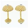 Image 4 : Vintage 14k Two Tone Gold 0.30 ctw Diamond Swirl Twisted Wire Button Cuff Links