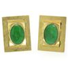 Image 2 : Vintage Men's 14k Yellow Gold EGL Deep Green Jadeite Jade Rectangular Cufflinks