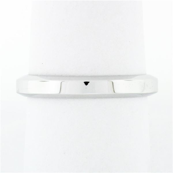 New 18k White Gold 3.45mm Plain Polished Flat Squared Wedding Band Stack Ring
