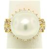 Image 2 : 18K Yellow Gold LARGE 13.3mm South Sea Pearl Ring w/ Marquise & Round Diamonds