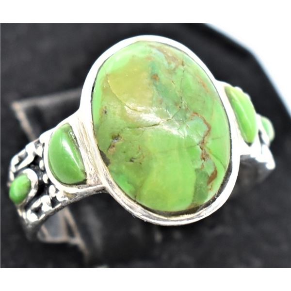 Sterling Gaspeite Ring, Size 10.5