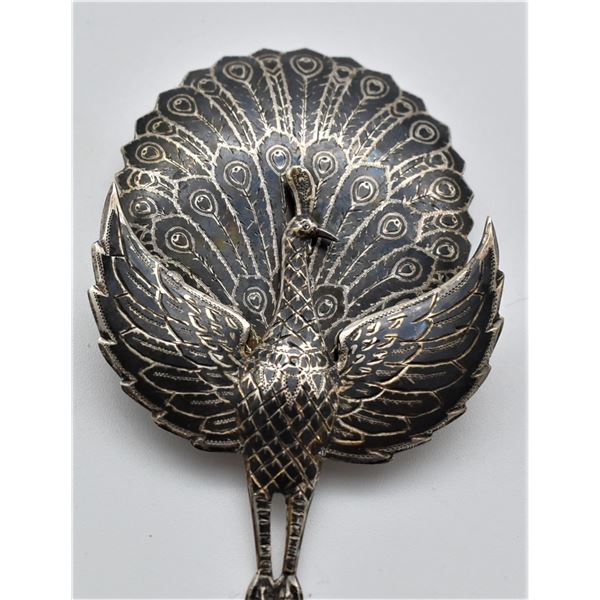 Estate Siam Sterling Peacock Pin