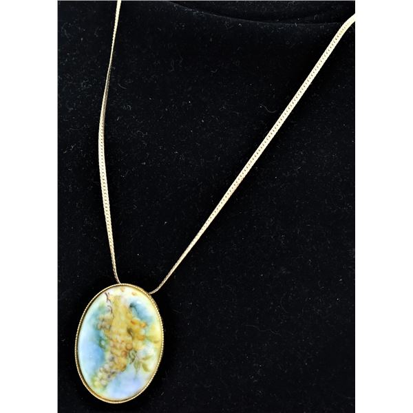 Hand Painted Porcelain Pendant Necklace