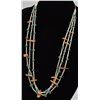 Image 2 : Navajo 3 Strand Red Shell & Turquoise Necklace