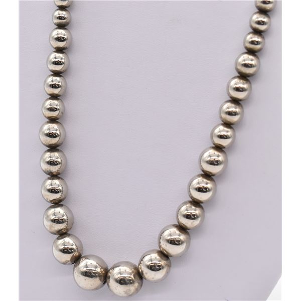 Estate Silver Tone Graduated Bead Necklace