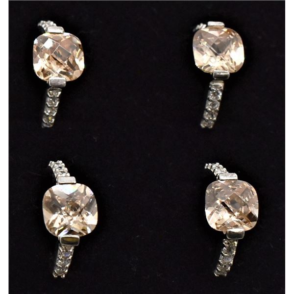 4 Sterling Silver Faceted Stone Rings