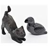 Image 1 : Bronze Stretching Cat and Boma Soapstone Puffin