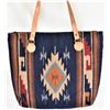 Image 1 : Woven Wool Tote with Double Leather Straps