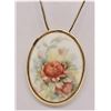 Image 1 : Estate Vintage Hand Painted Porcelain Pin Pendant