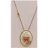 Image 4 : Estate Vintage Hand Painted Porcelain Pin Pendant