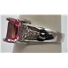 Image 2 : Sterling Pink Tourmaline and Diamond Chip Ring
