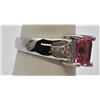 Image 3 : Sterling Pink Tourmaline and Diamond Chip Ring