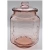 Image 1 : Vintage Pink Depression Glass Mr. Peanuts Jar
