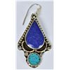 Image 4 : Asian Silver Tone, Lapis, Turquoise Earrings