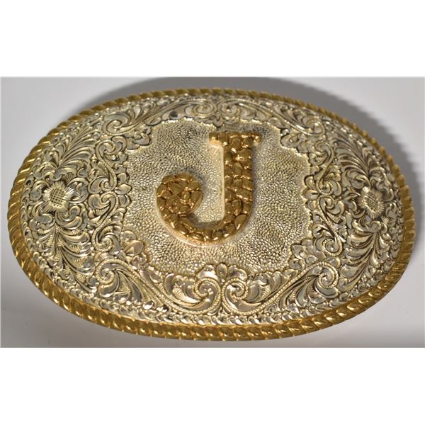 Estate Large El Arturo Bronze Initial ''J'' Buckle