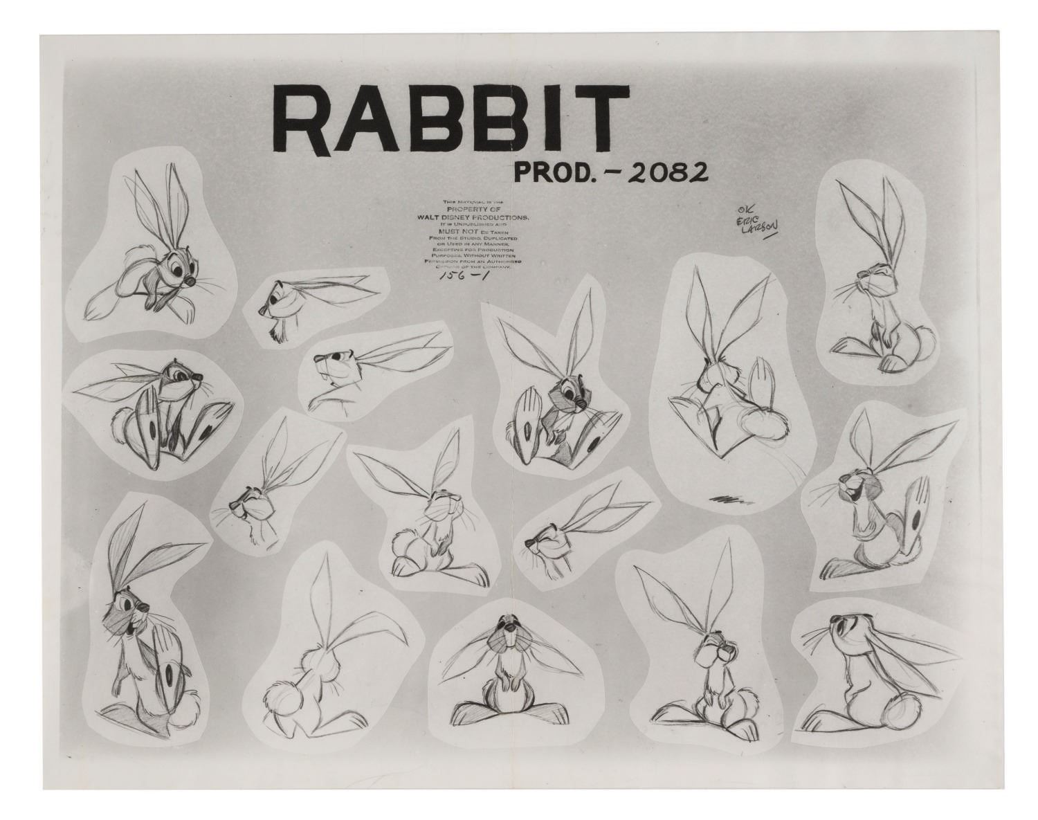 A Sleeping Beauty Rabbit Model Sheet. - Van Eaton Galleries