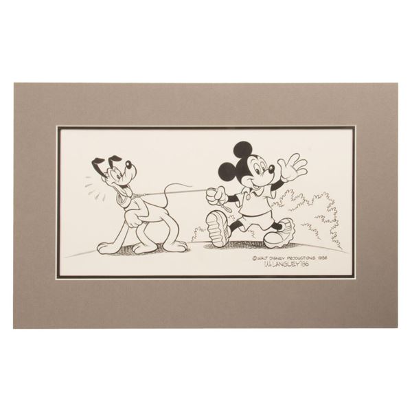 An Original Mickey & Pluto Drawing by W. Langley.