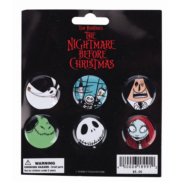 A Set of (6) Nightmare Before Christmas Buttons.