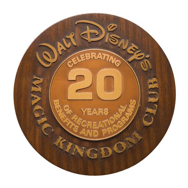 A Magic Kingdom Club Anniversary Plaque.