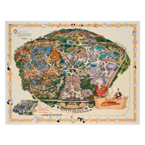 A Sam McKim Signed 1995 Disneyland Souvenir Error Map.