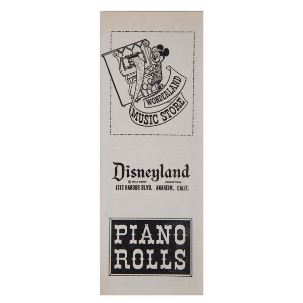 A Disneyland Wonderland Music Store Price List.