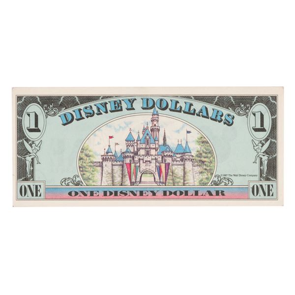 A Vintage 1989 One Disney Dollar Bill.