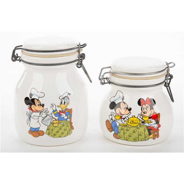 Ceramic Mickey Mouse Coffee and Tea Storage Jars.