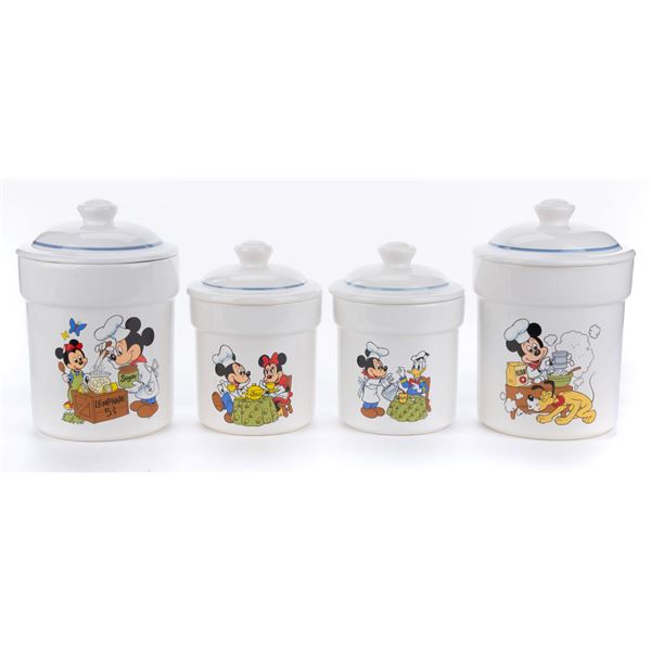 A Set of (4) Mickey Mouse Ceramic Storage Jars.